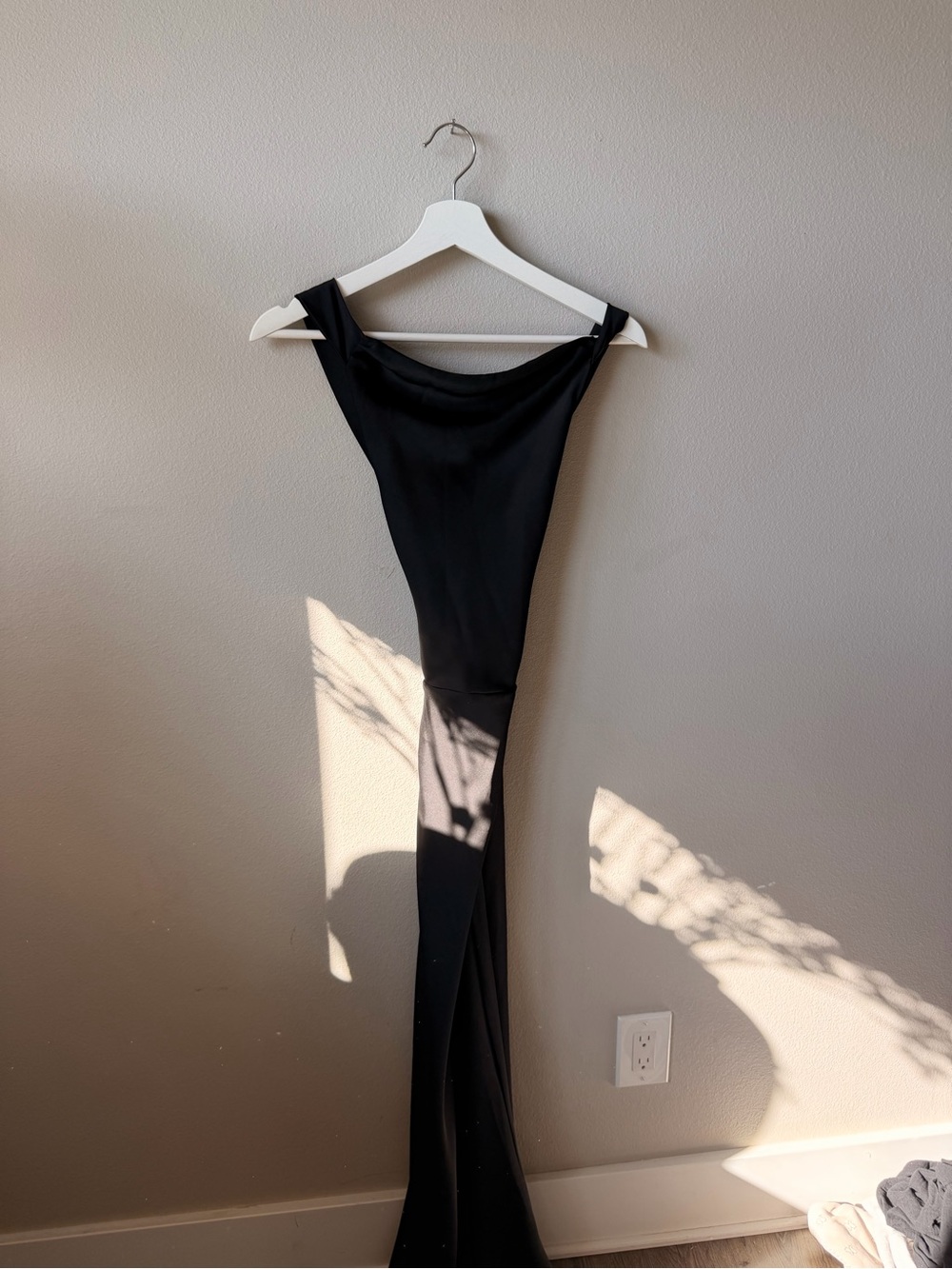 Amazon Black Women's Maxi Dress - Elegant Draped Neck